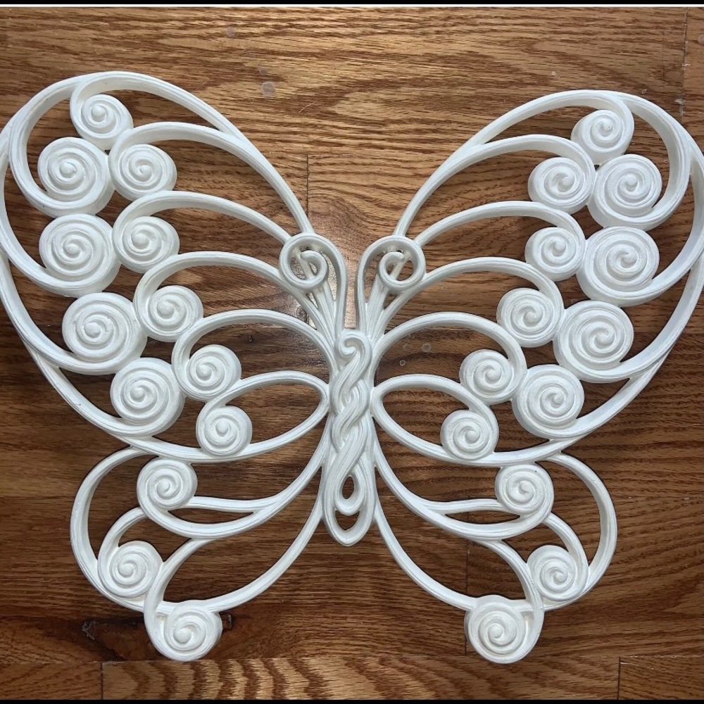 Homco Home Interiors Large White Syroco Butterfly